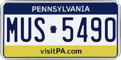 PA license plate MUS5490