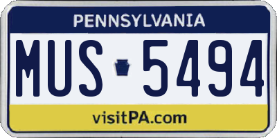 PA license plate MUS5494