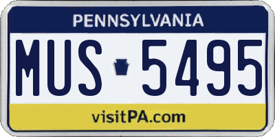 PA license plate MUS5495