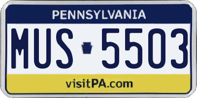 PA license plate MUS5503