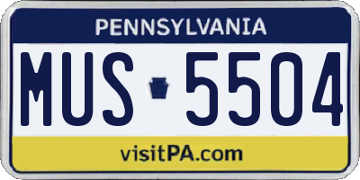 PA license plate MUS5504