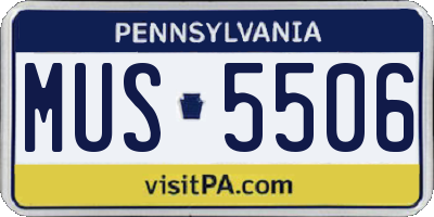 PA license plate MUS5506