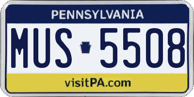 PA license plate MUS5508