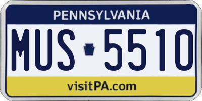 PA license plate MUS5510