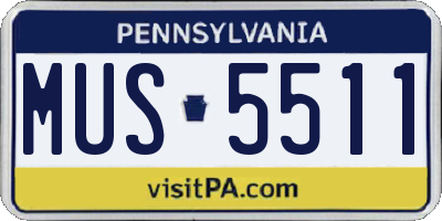 PA license plate MUS5511