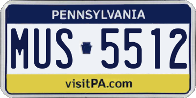 PA license plate MUS5512