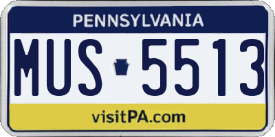 PA license plate MUS5513