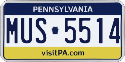PA license plate MUS5514