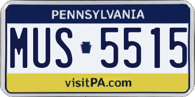 PA license plate MUS5515