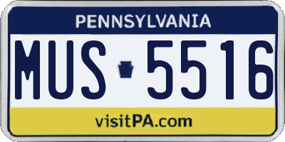 PA license plate MUS5516