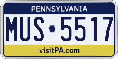 PA license plate MUS5517