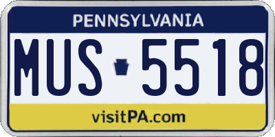 PA license plate MUS5518