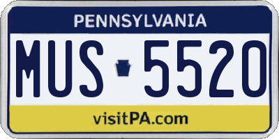 PA license plate MUS5520