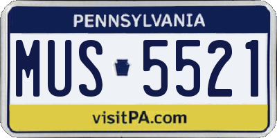 PA license plate MUS5521