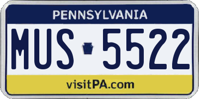 PA license plate MUS5522
