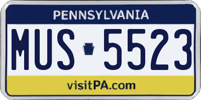 PA license plate MUS5523