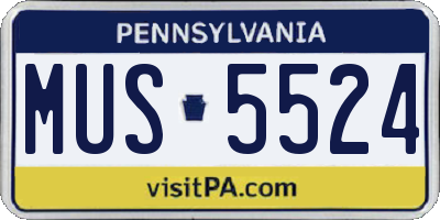 PA license plate MUS5524