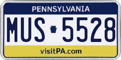 PA license plate MUS5528
