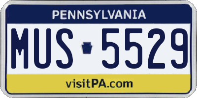 PA license plate MUS5529