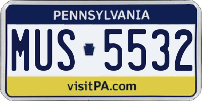 PA license plate MUS5532
