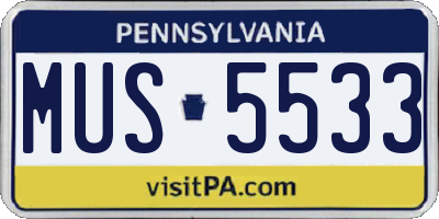 PA license plate MUS5533