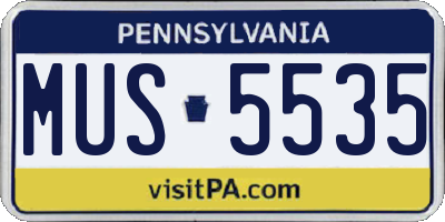 PA license plate MUS5535