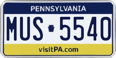 PA license plate MUS5540