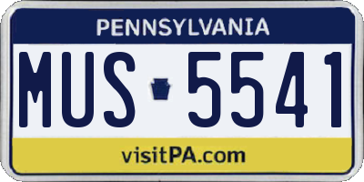 PA license plate MUS5541