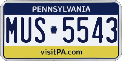 PA license plate MUS5543