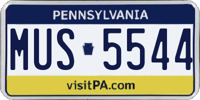PA license plate MUS5544
