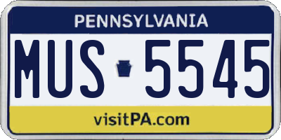PA license plate MUS5545