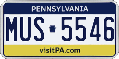 PA license plate MUS5546