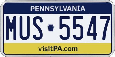 PA license plate MUS5547