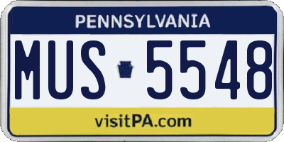 PA license plate MUS5548