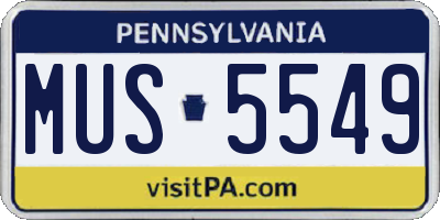 PA license plate MUS5549
