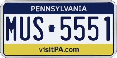 PA license plate MUS5551