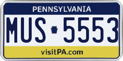PA license plate MUS5553