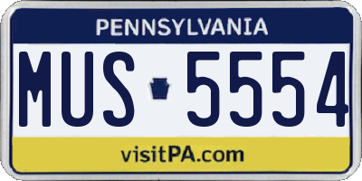 PA license plate MUS5554