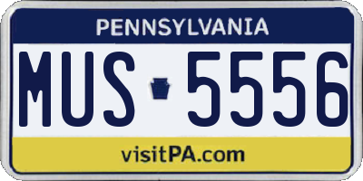 PA license plate MUS5556