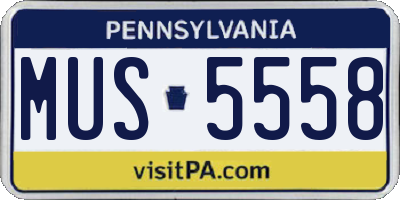PA license plate MUS5558