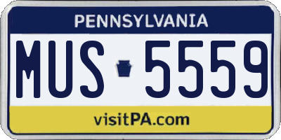 PA license plate MUS5559