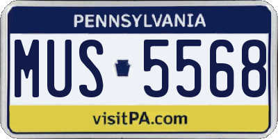 PA license plate MUS5568