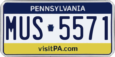PA license plate MUS5571