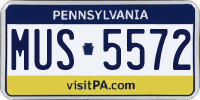 PA license plate MUS5572