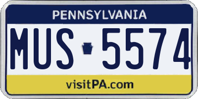 PA license plate MUS5574