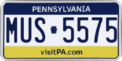 PA license plate MUS5575