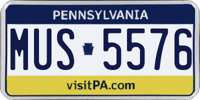 PA license plate MUS5576