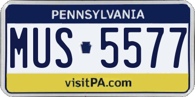 PA license plate MUS5577