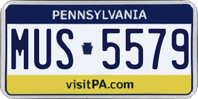 PA license plate MUS5579