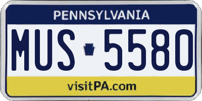 PA license plate MUS5580